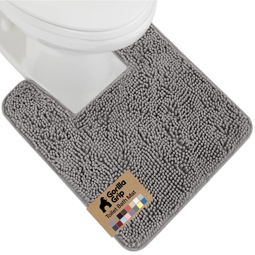GORILLA GRIP Bath Rug Mat for Bathroom, Absorbent Chenille 24x17 Sage Green
