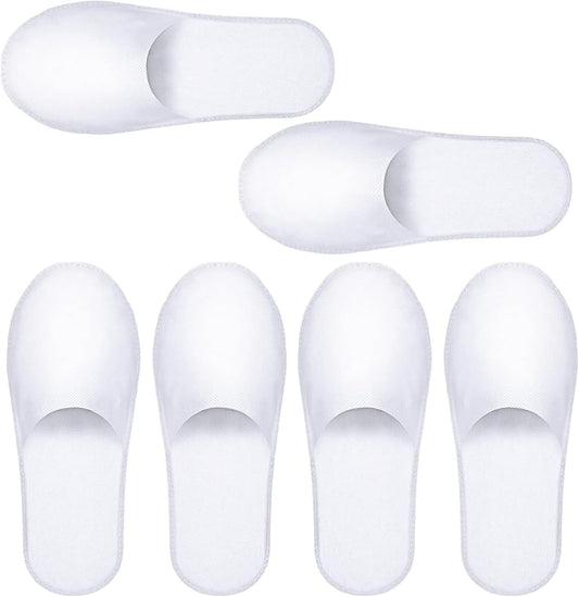 Disposable Slippers for Guests, 3 Pairs House Travel Slippers Non-slip Hotel Spa Guest Slipper White Unisex Slipper for Women Men Hotel, Spa, Travel, Shoeless Home