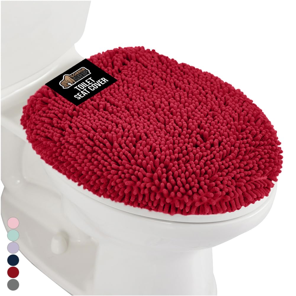 GORILLA GRIP Thick Memory Foam Toilet Lid Seat Cover, 19.5x18.5 Grey