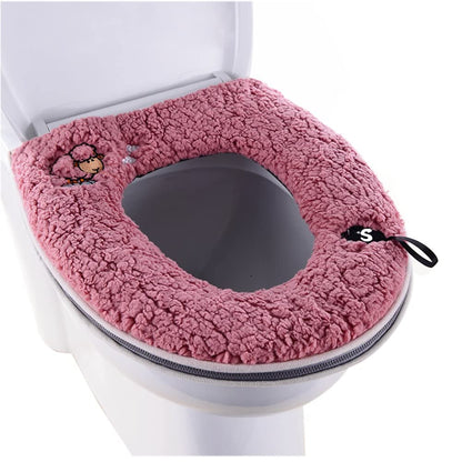 Warm Plush Washable Thicken Toilet Seat Cover Pads Mat with Handle and Zipper