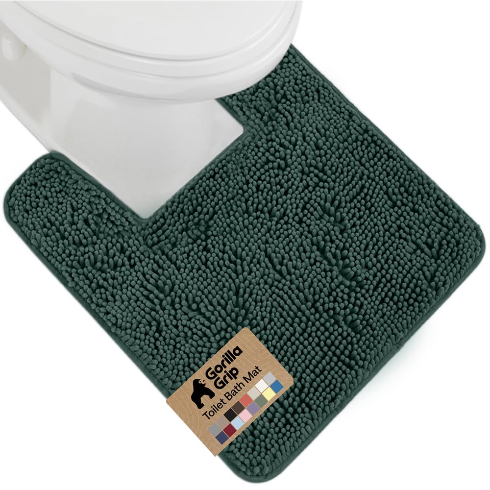 GORILLA GRIP Bath Rug Mat for Bathroom, Absorbent Chenille, 24x17 White