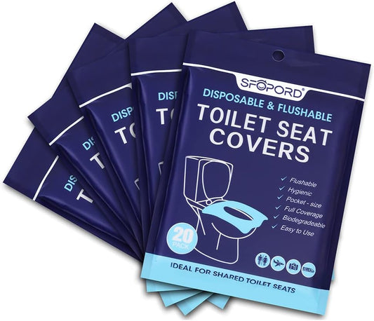SFOPORD XL 100PCS Toilet Seat Covers Disposable - Flushable Paper Toilet Seat Cover is Travel Accessories, Travel Essentials for Public Restrooms, Airplane, Campin