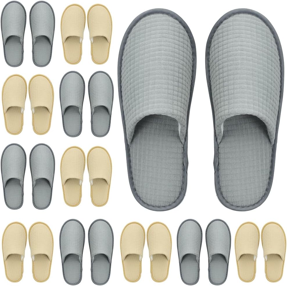MOONSMILE 12 Pairs disposable spa slippers,disposable House slippers for guests hotel Home travel Indoor,guest slippers for shoeless home Bulk Women and Men, Non Slip Spa Slides, Washable Reusable