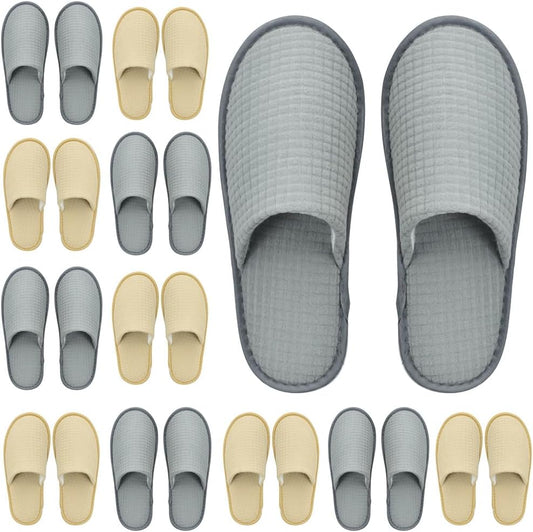 MOONSMILE 12 Pairs disposable spa slippers,disposable House slippers for guests hotel Home travel Indoor,guest slippers for shoeless home Bulk Women and Men, Non Slip Spa Slides, Washable Reusable