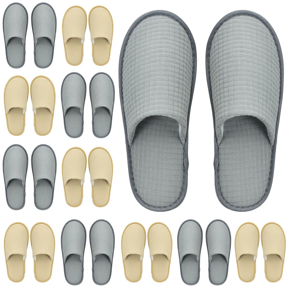 MOONSMILE 12 Pairs disposable spa slippers,disposable House slippers for guests hotel Home travel Indoor,guest slippers for shoeless home Bulk Women and Men, Non Slip Spa Slides, Washable Reusable
