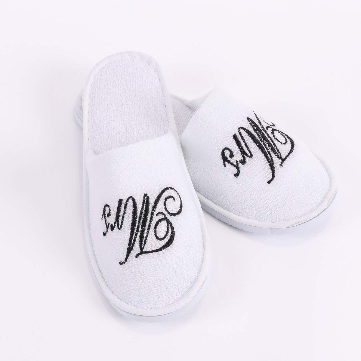 Romance Helpers Couple Slipper Gift Set | Set of 2 White Matching Spa Hotel Bath Slippers for Couples