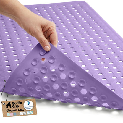 GORILLA GRIP Bath Tub Shower Mat, Bathtub Floor Liner, 35x16 Gray Opaque