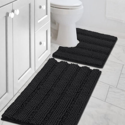 H.VERSAILTEX Bath Rugs for Bathroom Non Slip Bath Mats Extra Thick Chenille Striped Rug 20" x 32" Absorbent Non Skid Fluffy Soft Shaggy Washable Dry Fast Plush Mat for Indoor, Bath Room, Tub - Sage