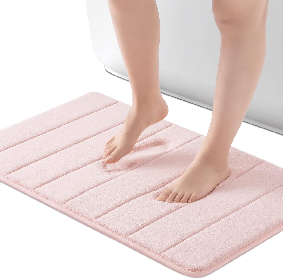 ROSMARUS Memory Foam Bath Mat, 17''x24'', Pink