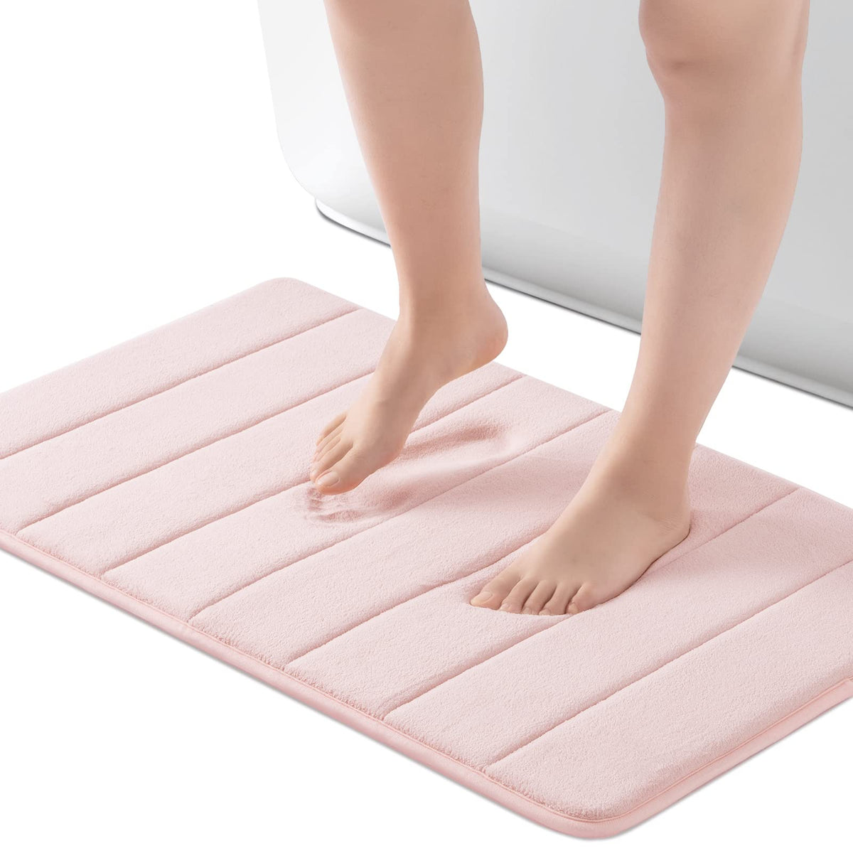 ROSMARUS Memory Foam Bath Mat, 17''x24'', Pink