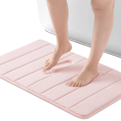 ROSMARUS Memory Foam Bath Mat, 17''x24'', Pink