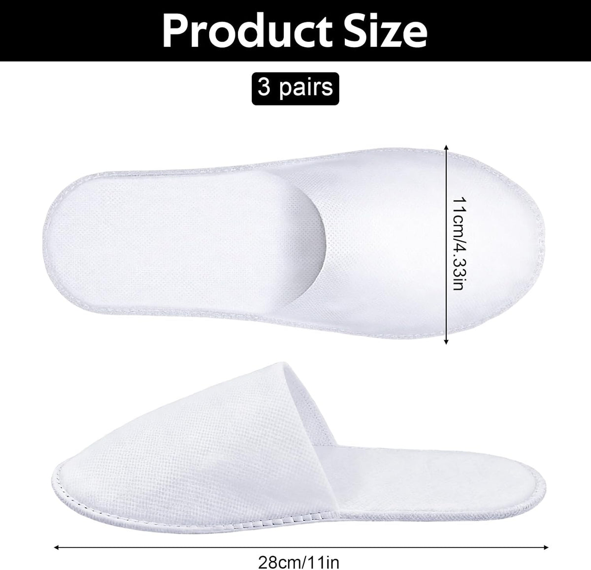 Disposable Slippers for Guests, 3 Pairs House Travel Slippers Non-slip Hotel Spa Guest Slipper White Unisex Slipper for Women Men Hotel, Spa, Travel, Shoeless Home