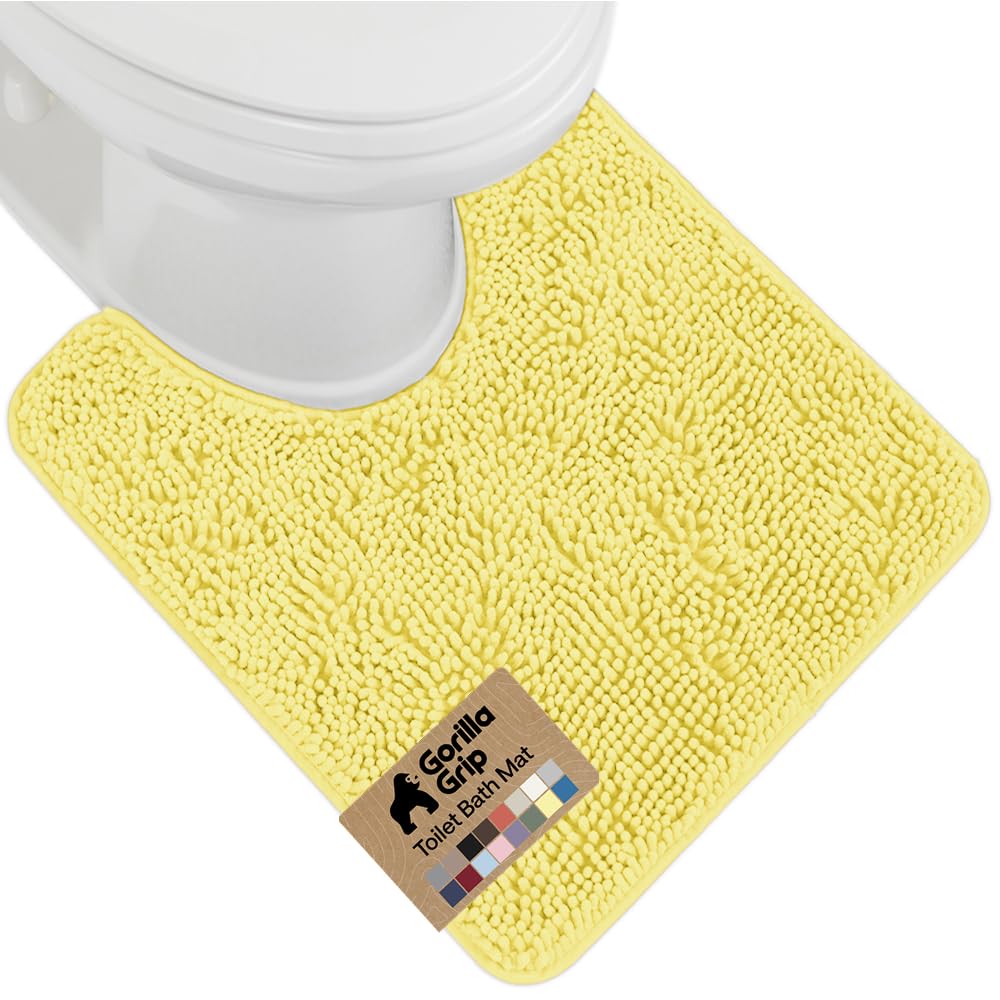 GORILLA GRIP Bath Rug Mat for Bathroom, Absorbent Chenille, 24x17 White