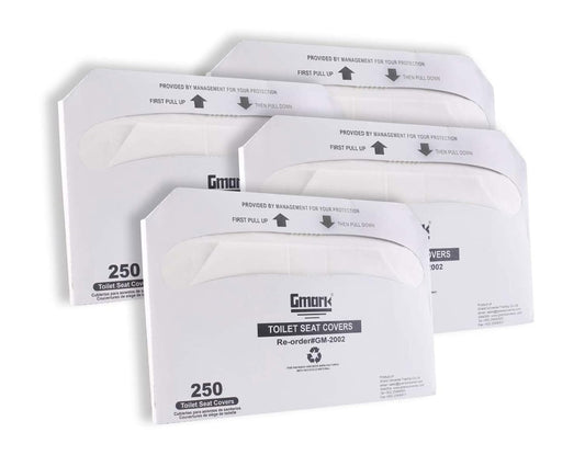 Gmark Paper Toilet Seat Covers, Thick Strength 100% Virgin Paper, Disposable Half-Fold Covers for Public Restroom Dispensers, 4 x 250 (1000 Total) GM2002