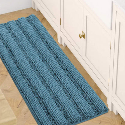 H.VERSAILTEX Bath Rugs for Bathroom Non Slip Bath Mats Extra Thick Chenille Striped Rug 20" x 32" Absorbent Non Skid Fluffy Soft Shaggy Washable Dry Fast Plush Mat for Indoor, Bath Room, Tub - Sage