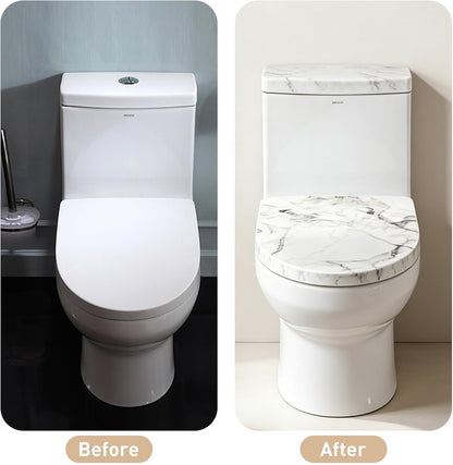 WRENYZK White Marble Toilet Lid Cover, Toilet Lid and Toilet Tank Cover