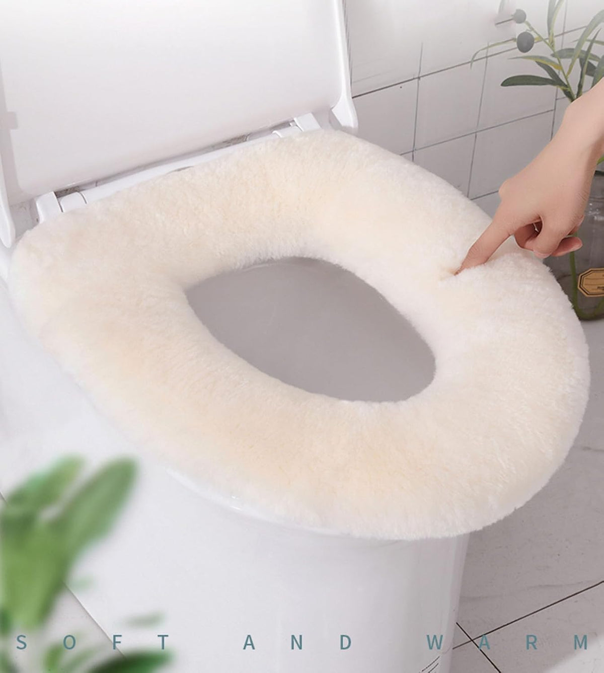 U&M 100% Pure Wool Toilet Seat Cushion Soft Warm