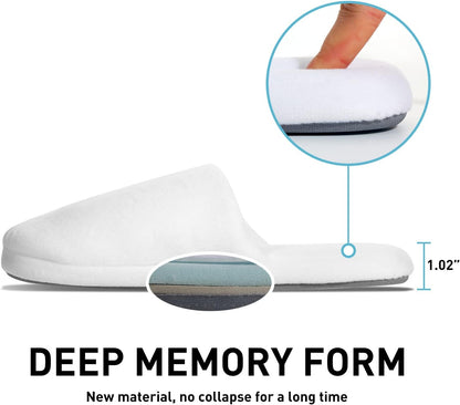 3-Pair Luxury Spa Slippers - Cotton Memory Foam Non-slip Closed Toe Washable Slippers for Hotel,Guest,Travel,Bride,Women and Men