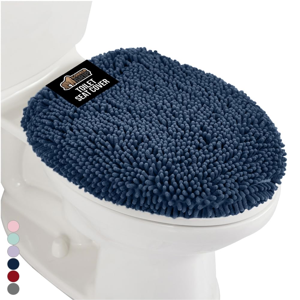 GORILLA GRIP Thick Memory Foam Toilet Lid Seat Cover, 19.5x18.5 Grey