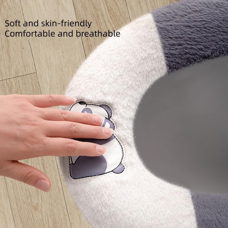 Toilet Seat Cover, Soft Plush Memory Foam, Warm Anti-Slip Pad with Built-in Handle and Zipper, Reusable Bathroom Seat Cushion, 2 Pack