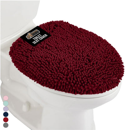 GORILLA GRIP Soft Chenille Toilet Lid Seat Cover, 19.5x18.5 Gray