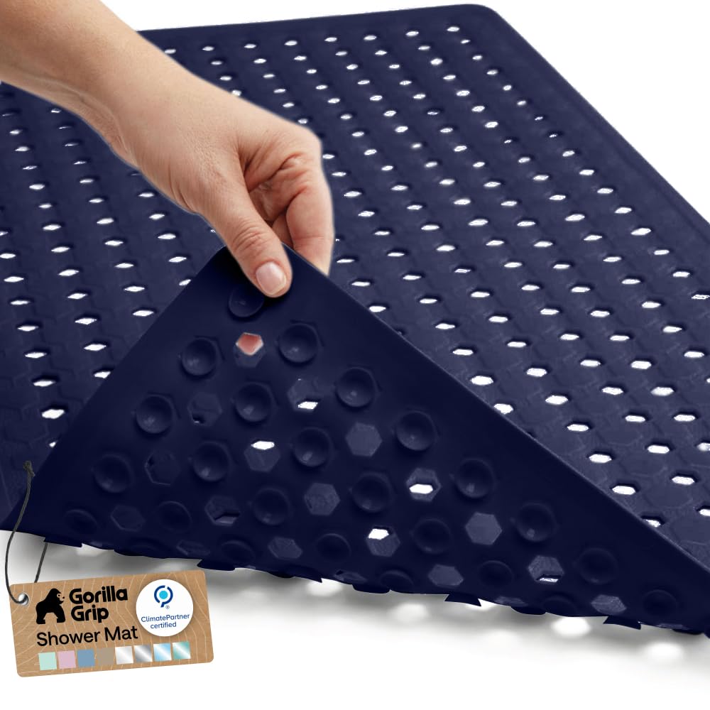 GORILLA GRIP Bath Tub Shower Mat, Bathtub Floor Liner, 35x16 Gray Opaque