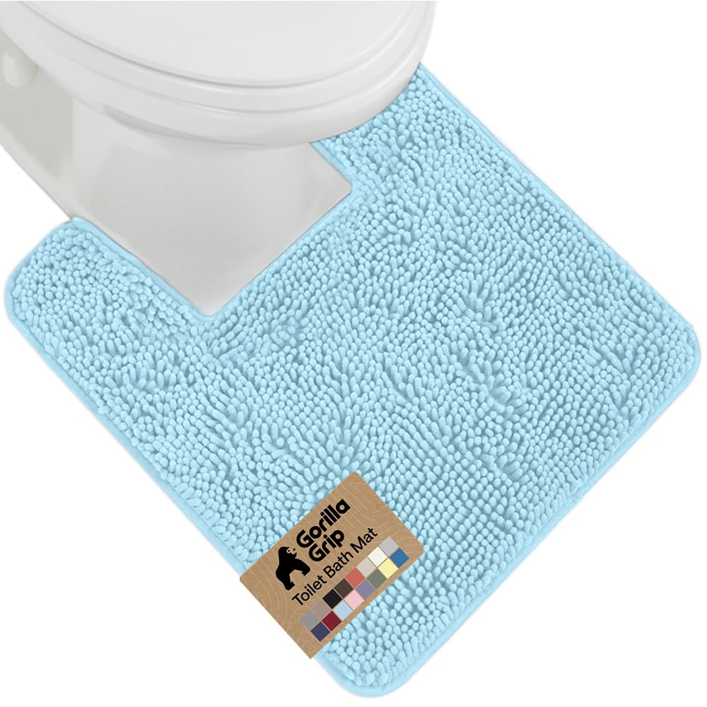 GORILLA GRIP Bath Rug Mat for Bathroom, Absorbent Chenille 24x17 Sage Green