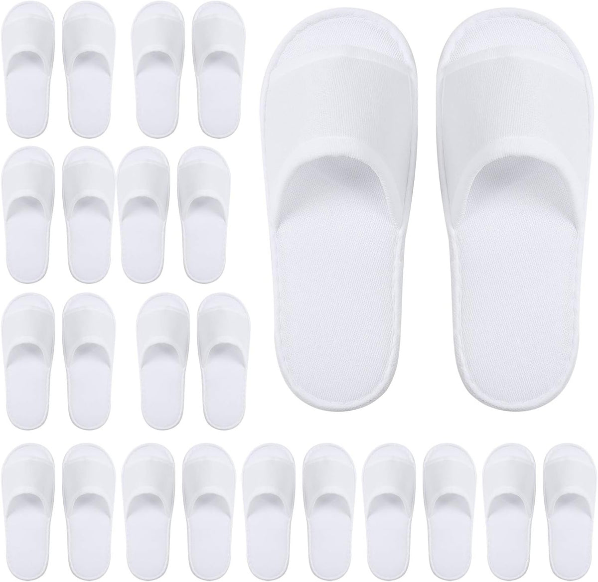 Elcoho 12 Pairs Open Toe Spa Slippers White Spa Hotel Guest Slippers for Spa, Party Guest, Hotel and Travel, Fits Most Men and Women