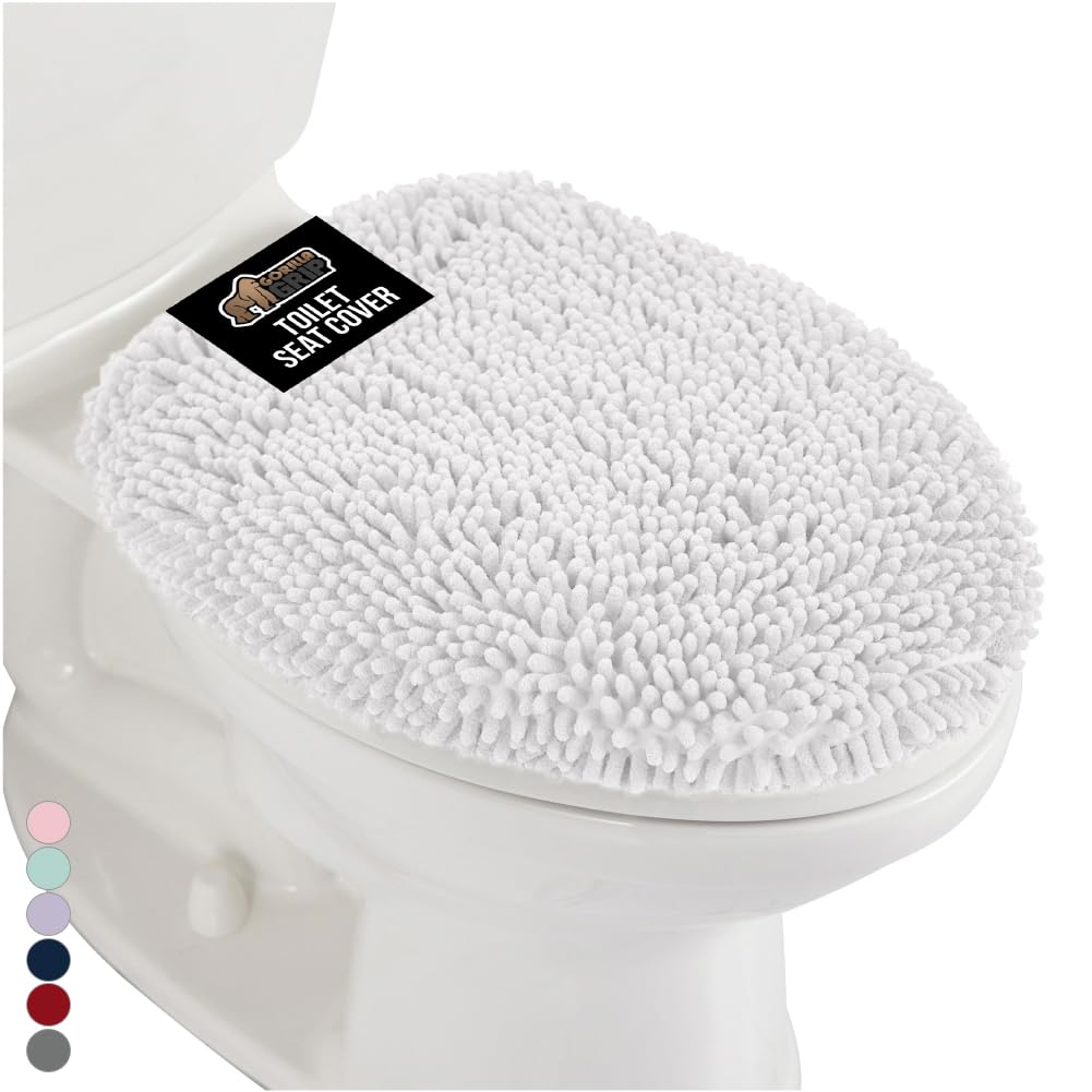 GORILLA GRIP Thick Memory Foam Toilet Lid Seat Cover, 19.5x18.5 Grey