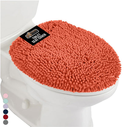 GORILLA GRIP Soft Chenille Toilet Lid Seat Cover, 19.5x18.5 Gray