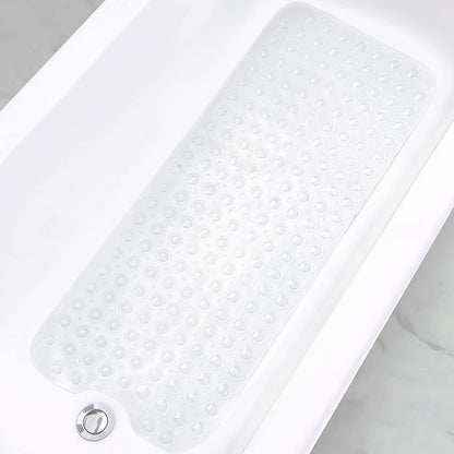 Bathtub and Shower Mats, Extra Long Non-Slip Bath Tub Mat 39 x 16 Inch, Machine Washable Bathmat with Suction Cups & Drain Holes for Bathroom Floor, White