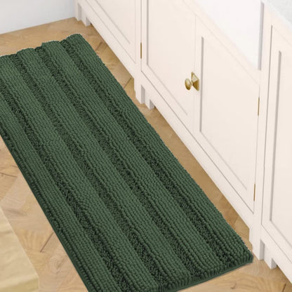 H.VERSAILTEX Bath Rugs for Bathroom Non Slip Bath Mats Extra Thick Chenille Striped Rug 20" x 32" Absorbent Non Skid Fluffy Soft Shaggy Washable Dry Fast Plush Mat for Indoor, Bath Room, Tub - Sage