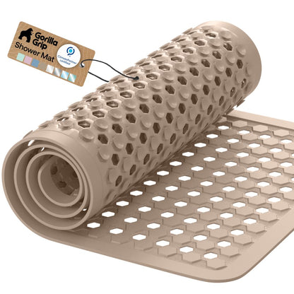 GORILLA GRIP Bath Tub Shower Mat, Bathtub Floor Liner, 35x16 Gray Opaque