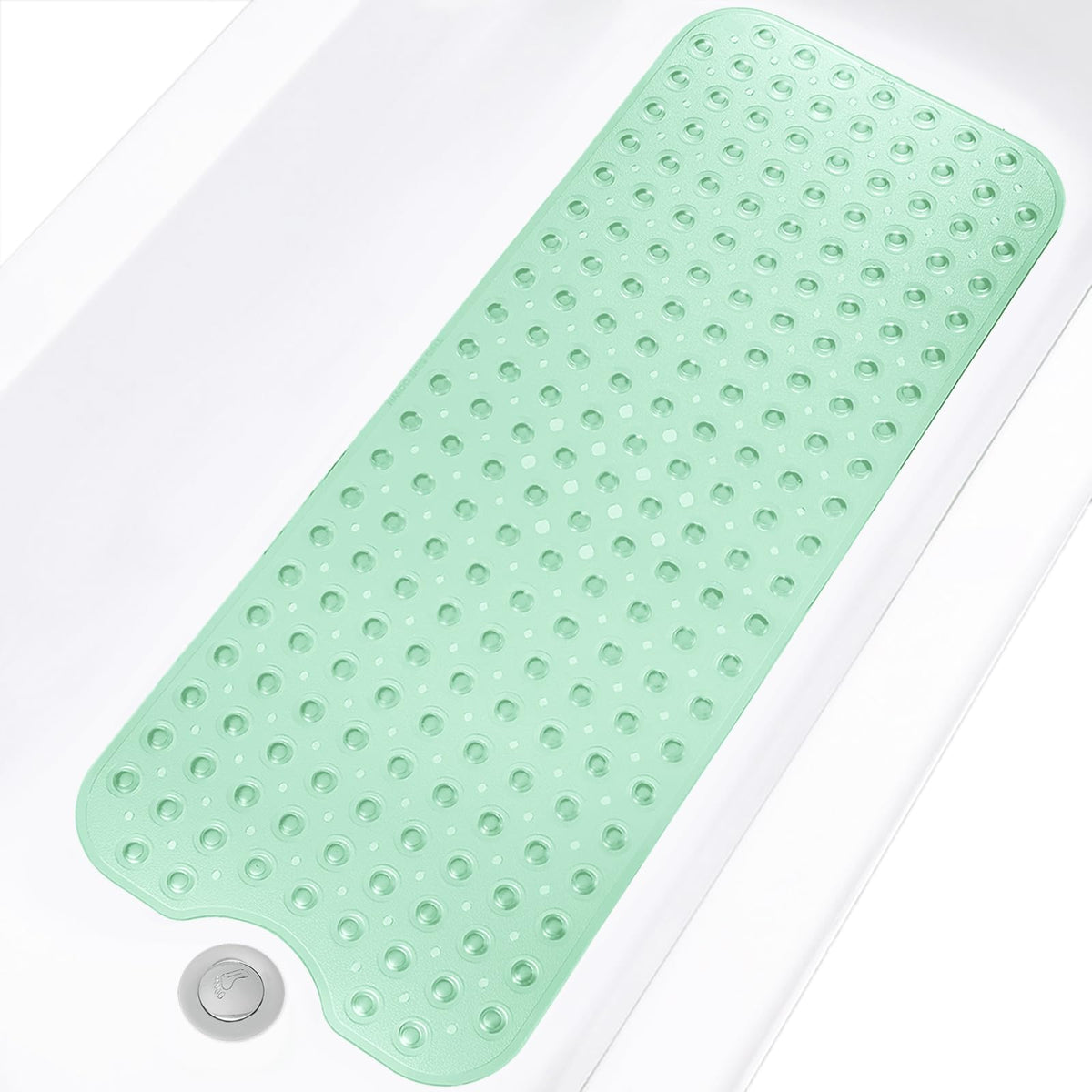 Bathtub and Shower Mats, Extra Long Non-Slip Bath Tub Mat 39 x 16 Inch, Machine Washable Bathmat with Suction Cups & Drain Holes for Bathroom Floor, White