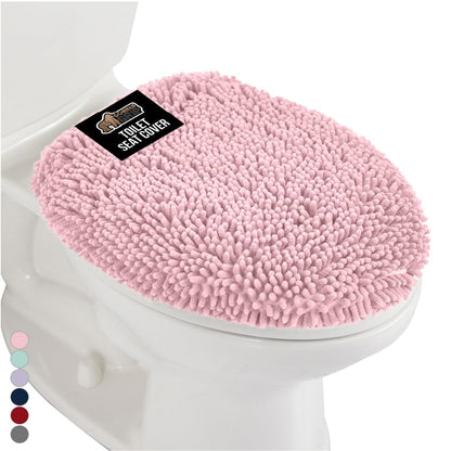 GORILLA GRIP Soft Chenille Toilet Lid Seat Cover, 19.5x18.5 Gray