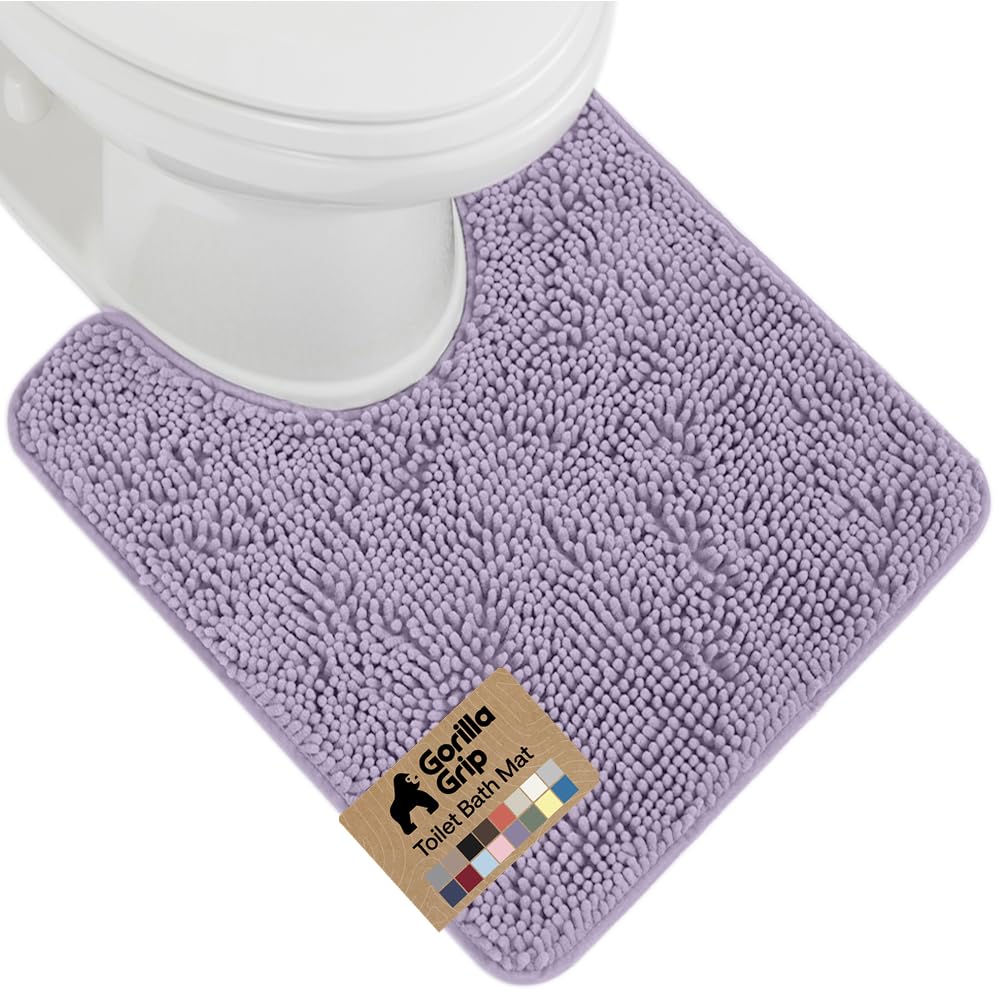 GORILLA GRIP Bath Rug Mat for Bathroom, Absorbent Chenille, 24x17 White