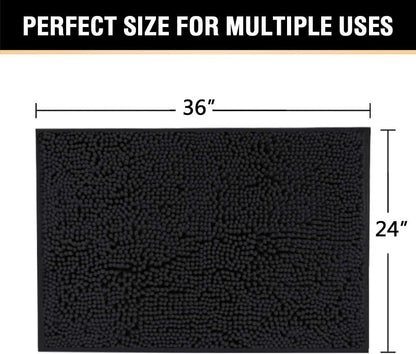 H.VERSAILTEX Bath Mat for Bathroom Non Slip Luxury Chenille Ultra Soft Bath Rugs 24x36 Absorbent Non Skid Shaggy Rugs Washable Dry Fast Plush Area Carpet Mats for Indoor, Bath Room, Tub - Black