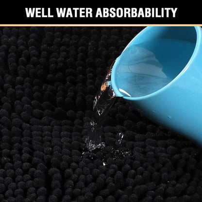 H.VERSAILTEX Bath Mat for Bathroom Non Slip Luxury Chenille Ultra Soft Bath Rugs 24x36 Absorbent Non Skid Shaggy Rugs Washable Dry Fast Plush Area Carpet Mats for Indoor, Bath Room, Tub - Black