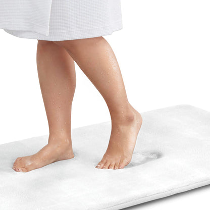 Memory Foam Bath Mat Non Slip Absorbent Super Cozy Velvet Bathroom Rug Carpet (17 inches X 24 inches, Grey)