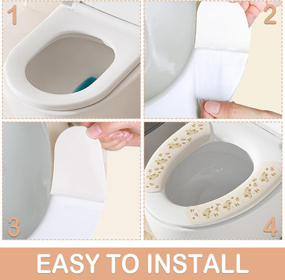 3-Pack Toilet Seat Cushion Covers - Soft and Comfortable, Washable and Reusable, with Adhesive Backing
