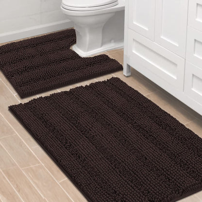 H.VERSAILTEX Bath Rugs for Bathroom Non Slip Bath Mats Extra Thick Chenille Striped Rug 20" x 32" Absorbent Non Skid Fluffy Soft Shaggy Washable Dry Fast Plush Mat for Indoor, Bath Room, Tub - Sage