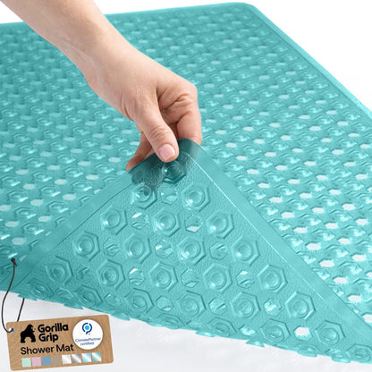 GORILLA GRIP Bath Tub Shower Mat, Bathtub Floor Liner, 35x16 Gray Opaque