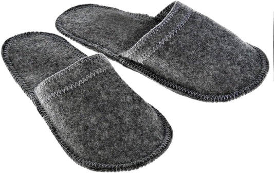Sauna Slippers Russian Wool Bunny Slippers for Men, Women, Unisex Spa Flips, Bath Slippers for Home, Made of 100% Natural Wool Felt Grey and White Colors Closed Toe (grey)