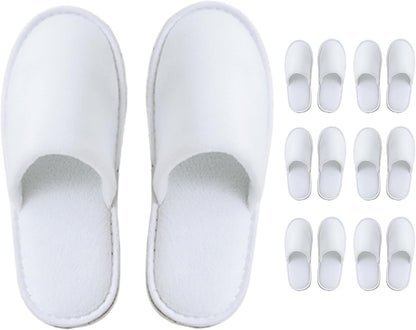 Indoor Spa Slippers 6–12 Pairs – Unisex Washable, Non-Slip Closed Toe Disposable Slippers for Guests, Bathroom, Bedroom, Hotel, House, Bride, Travel and Shoeless Home