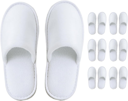 Indoor Spa Slippers 6–12 Pairs – Unisex Washable, Non-Slip Closed Toe Disposable Slippers for Guests, Bathroom, Bedroom, Hotel, House, Bride, Travel and Shoeless Home