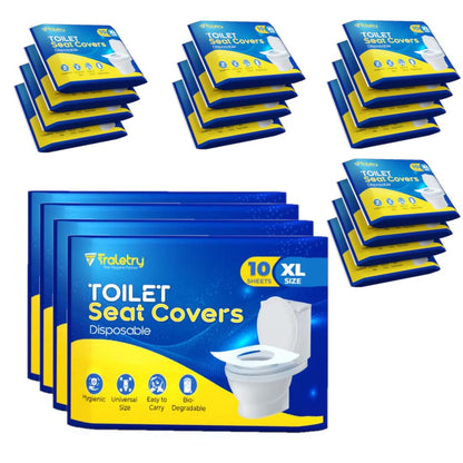 Toilet Seat Covers Disposable Flushable Travel Pack of 100, XL Biodegradable Paper Toilet Seat Covers for Adults & Kids, Public Restroom, Airplane & Camping Travel Essentials