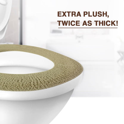 Soft Toilet Seat Cover - Plush, Thick Fabric Toilet Seat Warmer for Round & Elongated 14x18" Toilet Seats - Reusable, Machine-Washable, Easy-Install - Gift-Ready Packaging - Infinity Blue