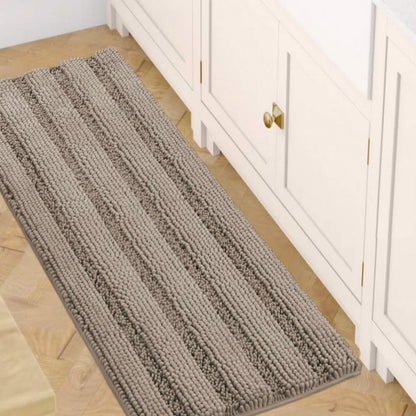 H.VERSAILTEX Bath Rugs for Bathroom Non Slip Bath Mats Extra Thick Chenille Striped Rug 20" x 32" Absorbent Non Skid Fluffy Soft Shaggy Washable Dry Fast Plush Mat for Indoor, Bath Room, Tub - Sage