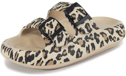 Weweya Sandals for Women Men Pillow Slippers Double Buckle Flat Slides