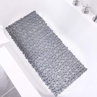 Pebble Bathtub Mat Non Slip 35" X 16" with Suction Cups,Black